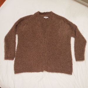 Fuzzy Oversized Chocolate Cardigan by Current Air